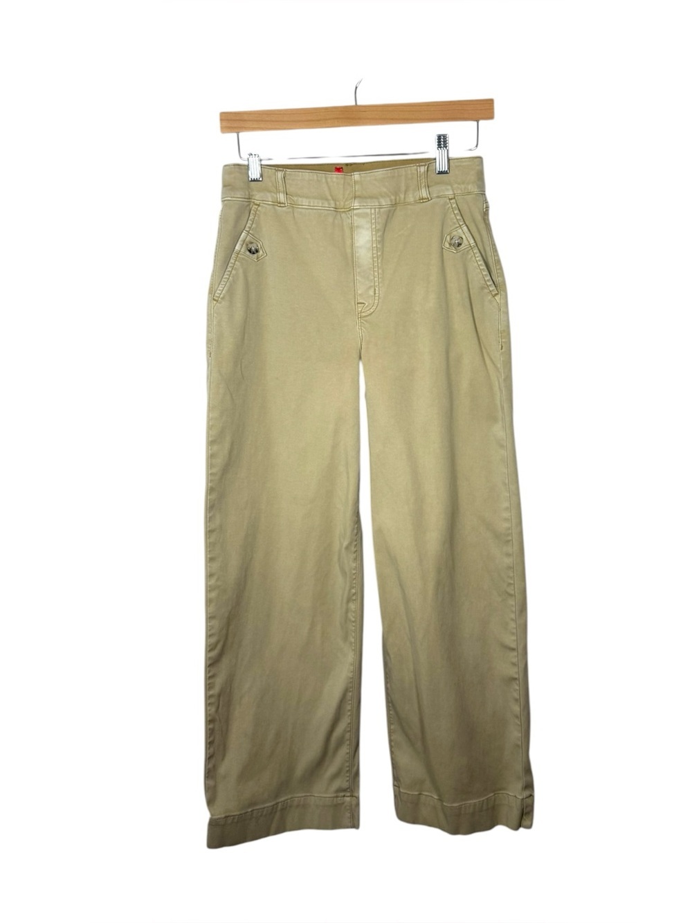 Spanx Twill Pull-On Wide Leg Pants Khaki Shaping Stretch Pants M